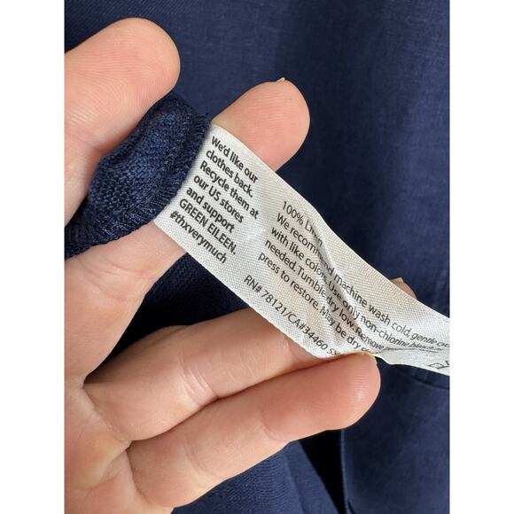 Eileen Fisher Heavy Linen Dress Navy Blue Boxy xs - Picture 4 of 9